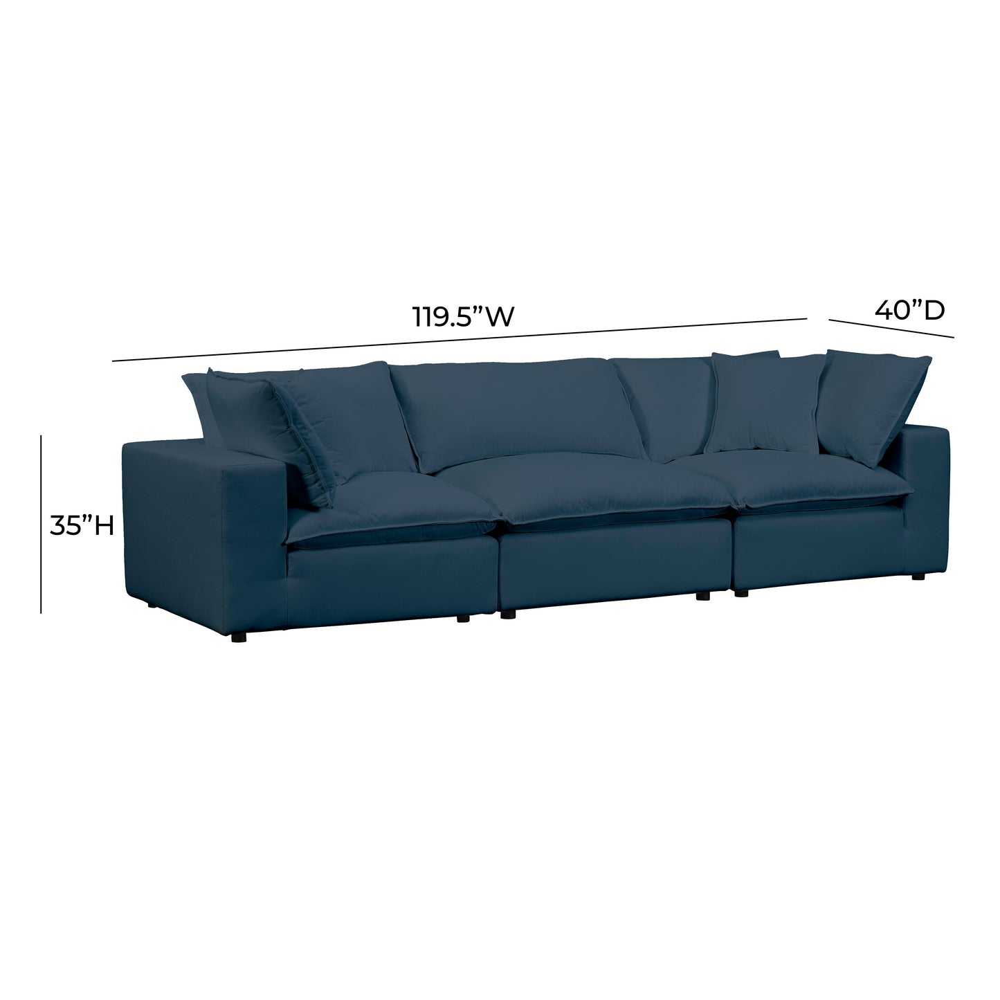 Cali 120" Performance Fabric Modular Sofa Navy by Tov Furniture