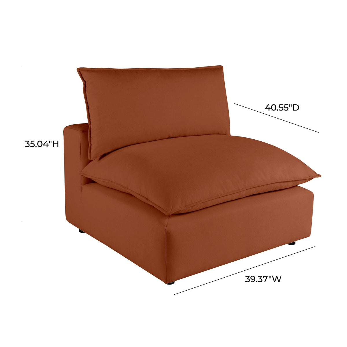 Cali Rust Performance Fabric Armless Chair by TOV Furniture – photo 6 of 7