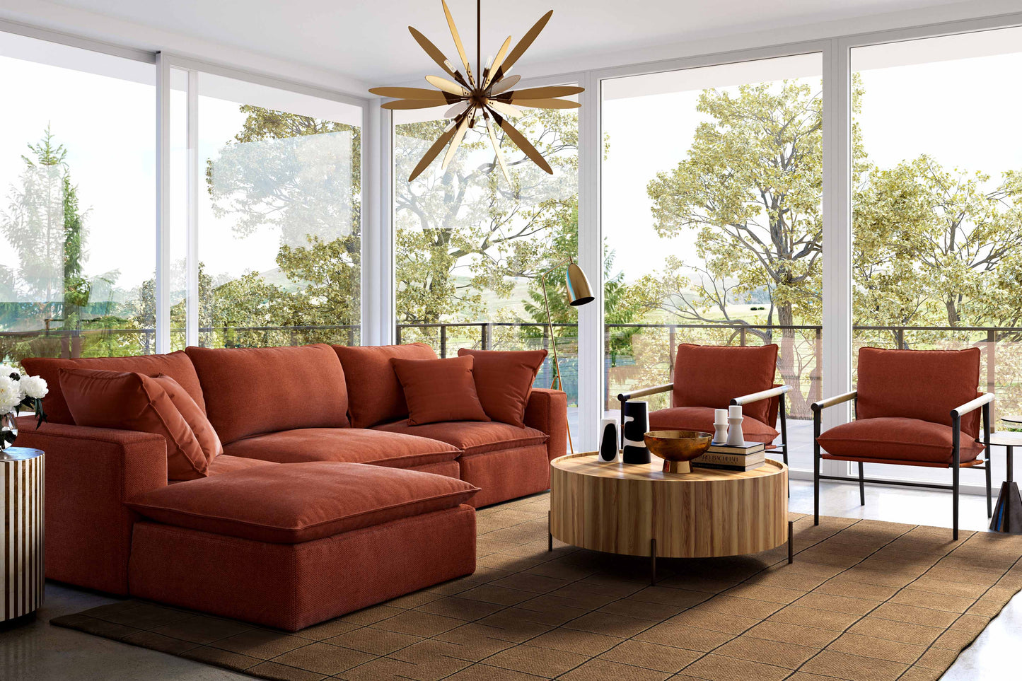 Cali 4-Piece Performance Fabric Modular Sectional Rust by Tov Furniture
