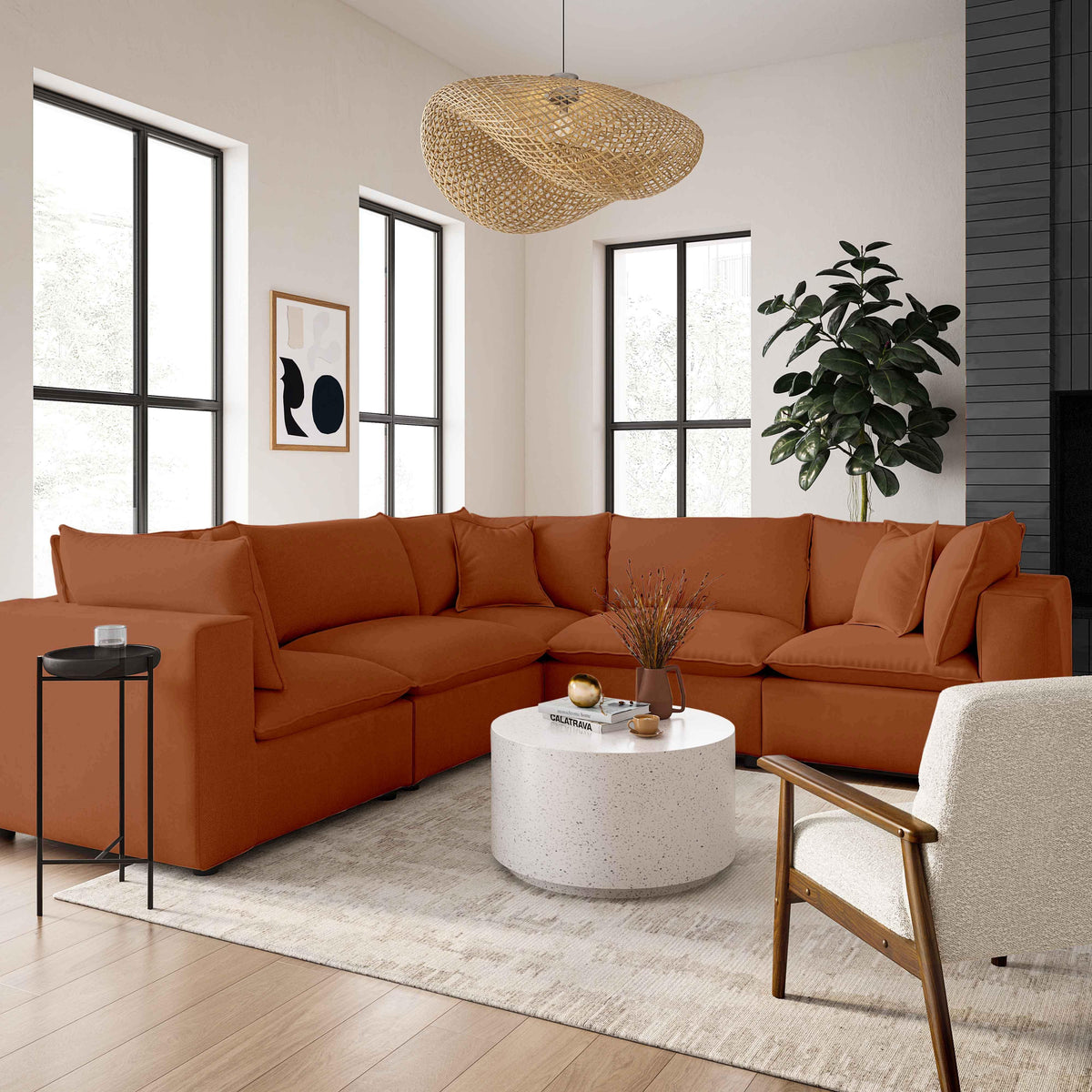 Cali Rust Performance Fabric Modular L-Sectional by TOV Furniture – photo 2 of 6