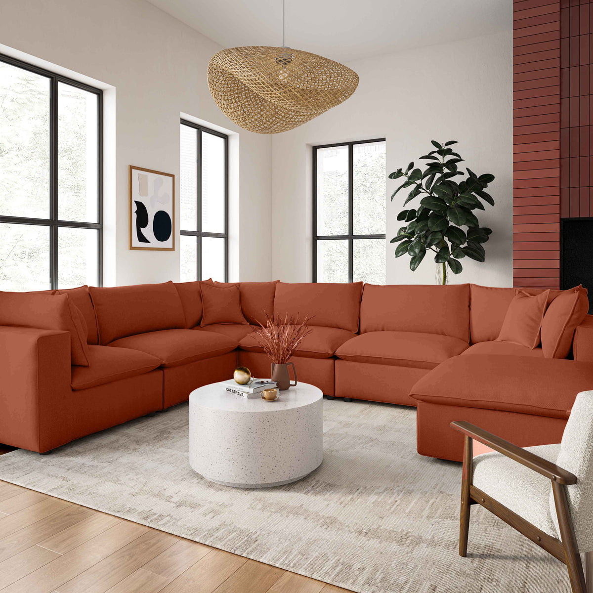 Cali Rust Performance Fabric Modular Large Chaise Sectional by TOV Furniture – photo 2 of 5