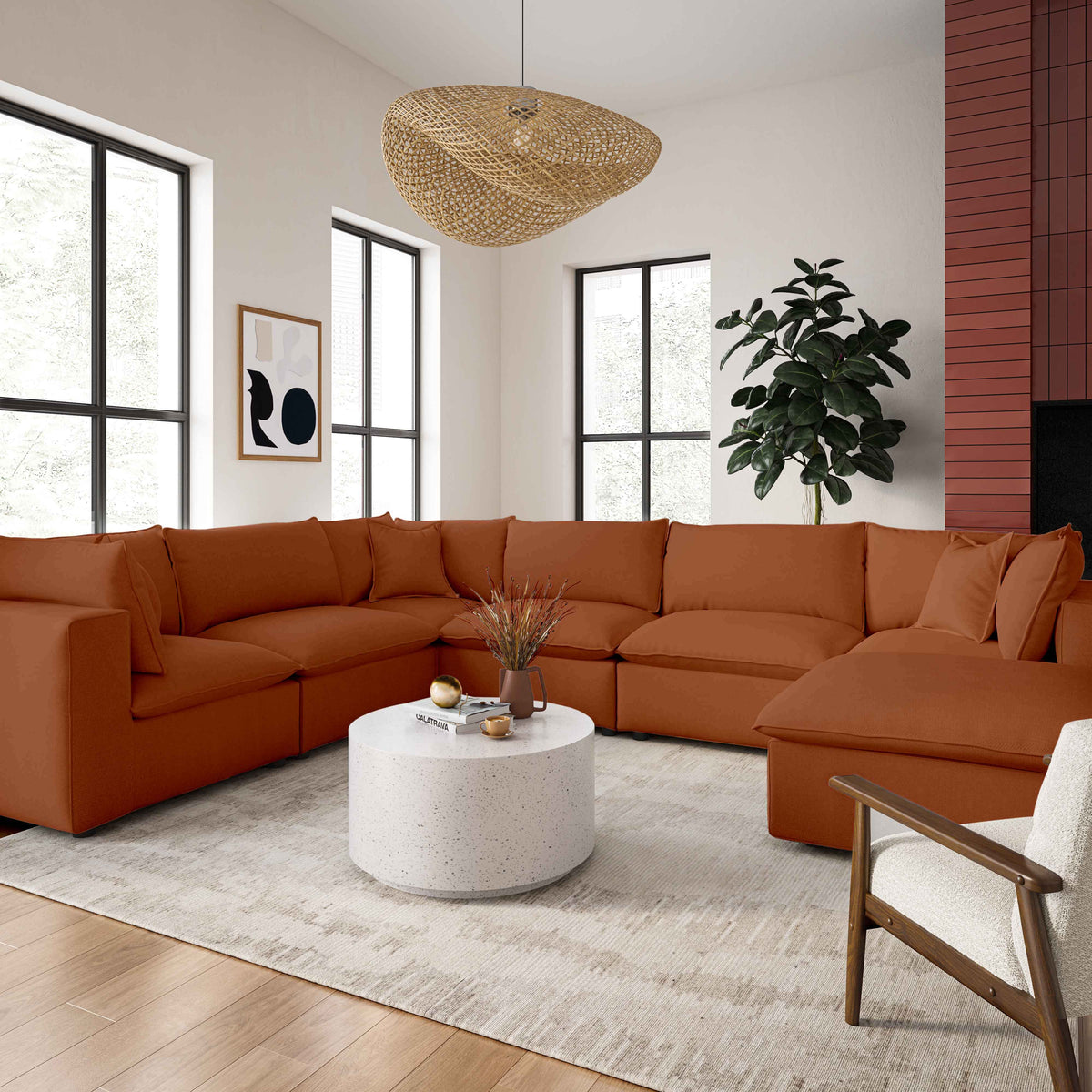 Cali Rust Performance Fabric Ottoman by TOV Furniture – photo 2 of 5