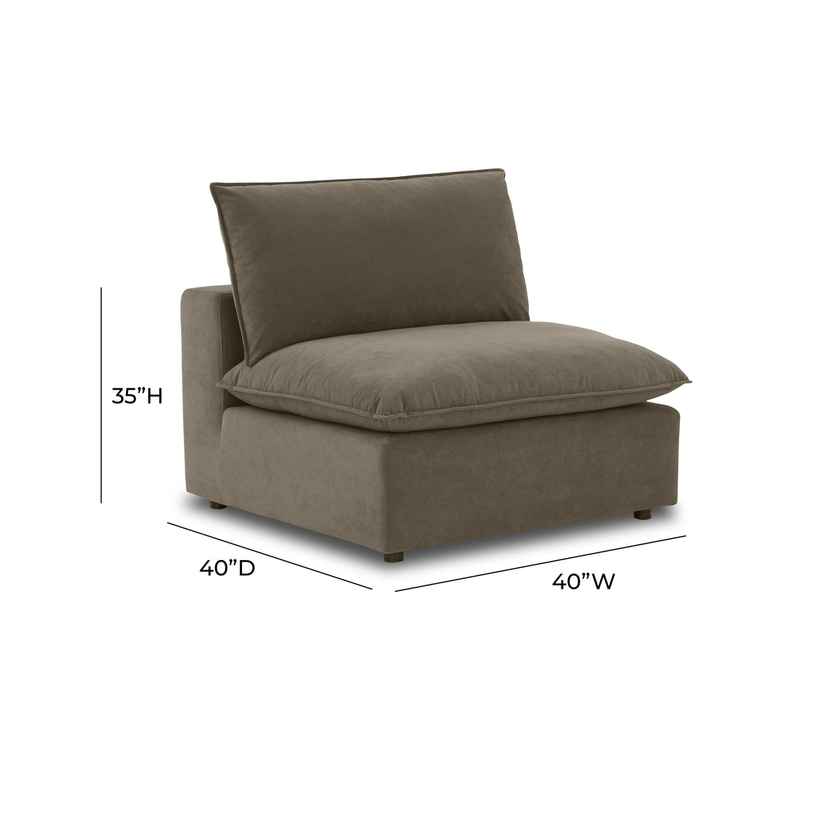 Cali Chocolate Brown Performance Velvet Armless Chair by TOV Furniture – photo 7 of 7