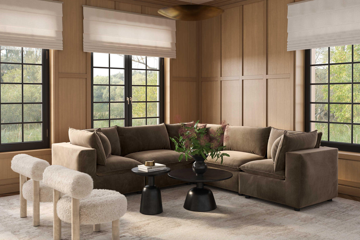 Cali 5-Piece Chocolate Brown Performance Velvet L-Sectional by TOV Furniture – photo 2 of 4