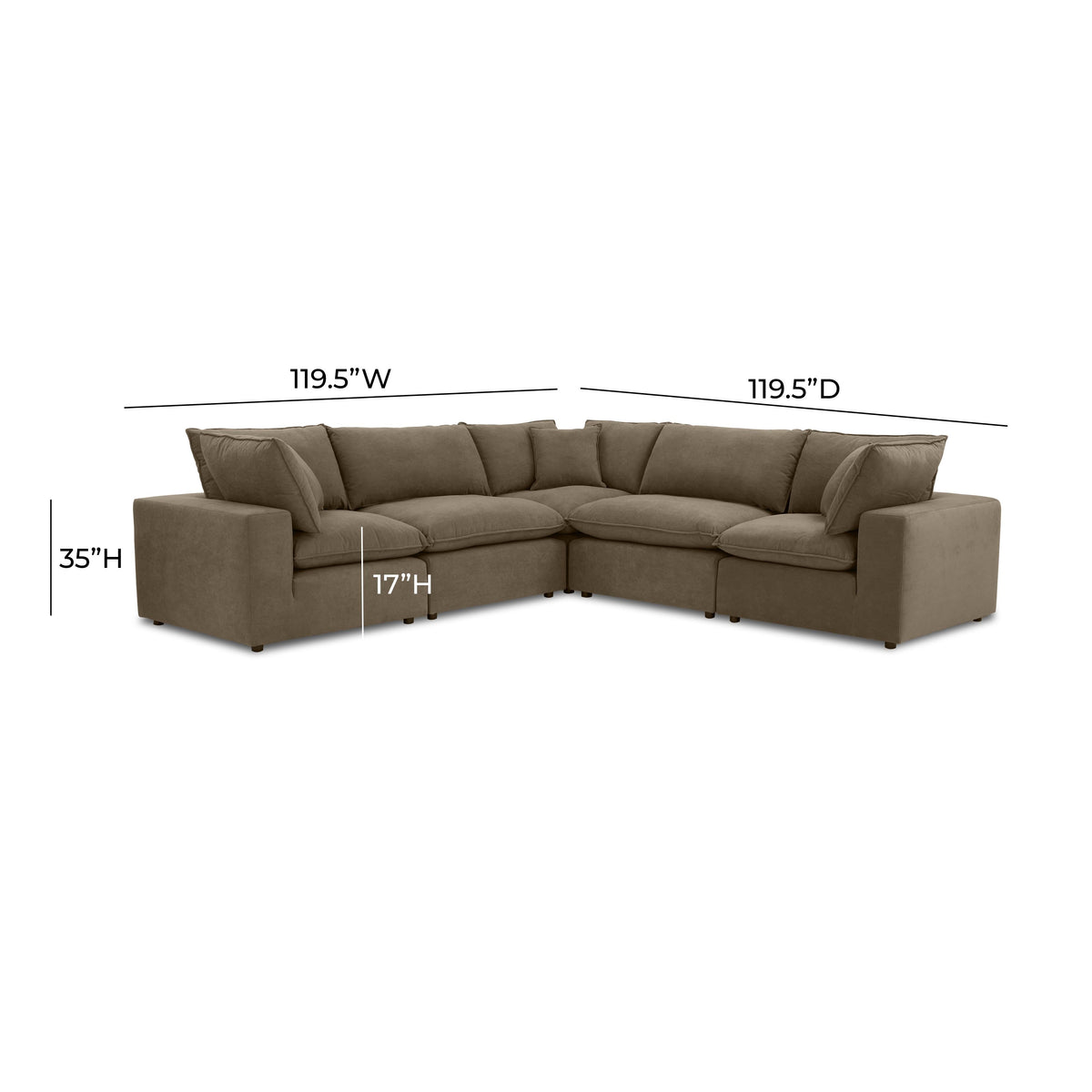 Cali 5-Piece Chocolate Brown Performance Velvet L-Sectional by TOV Furniture – photo 4 of 4