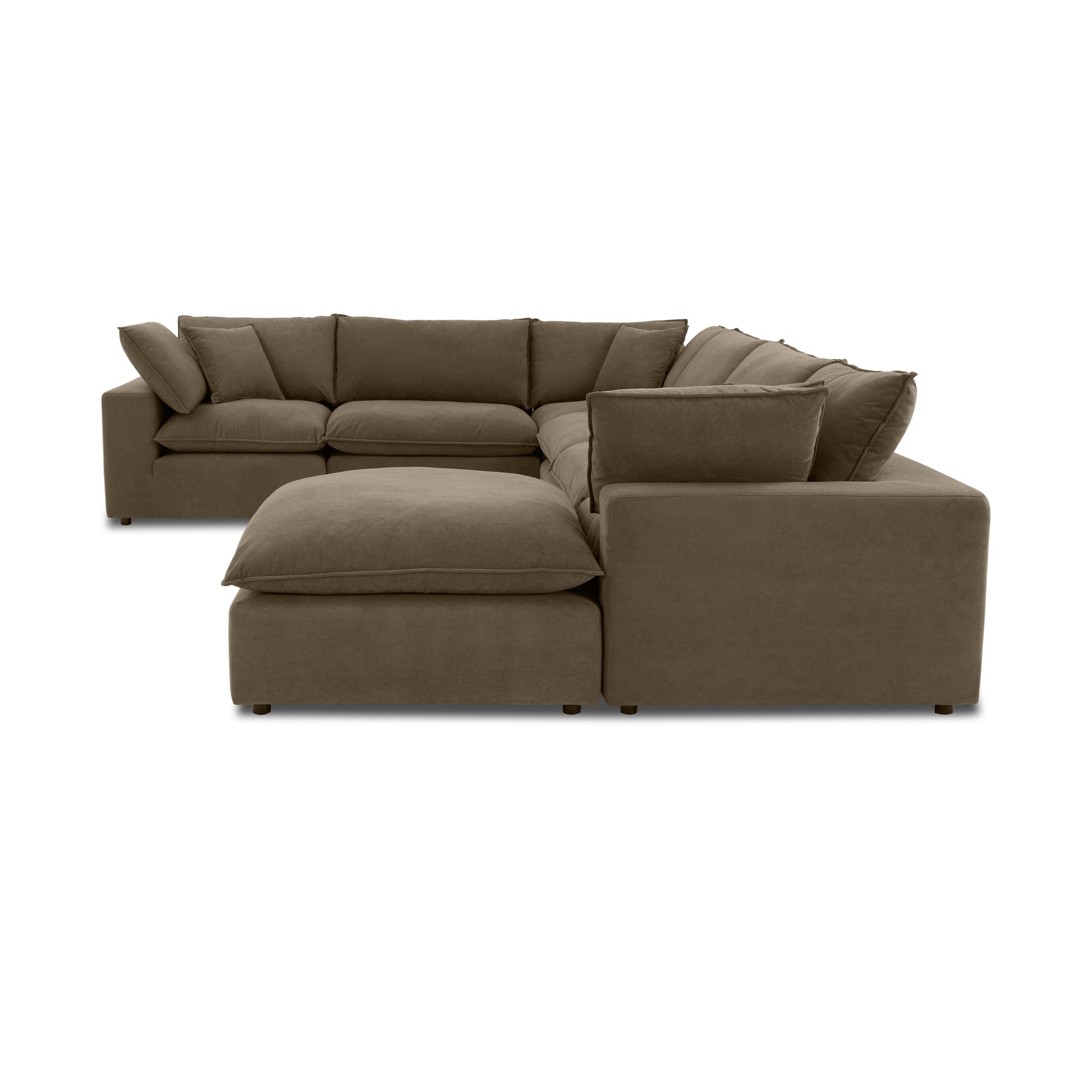 Cali 7-Piece Chocolate Brown Performance Velvet Large Chaise Sectional Brown by Tov Furniture