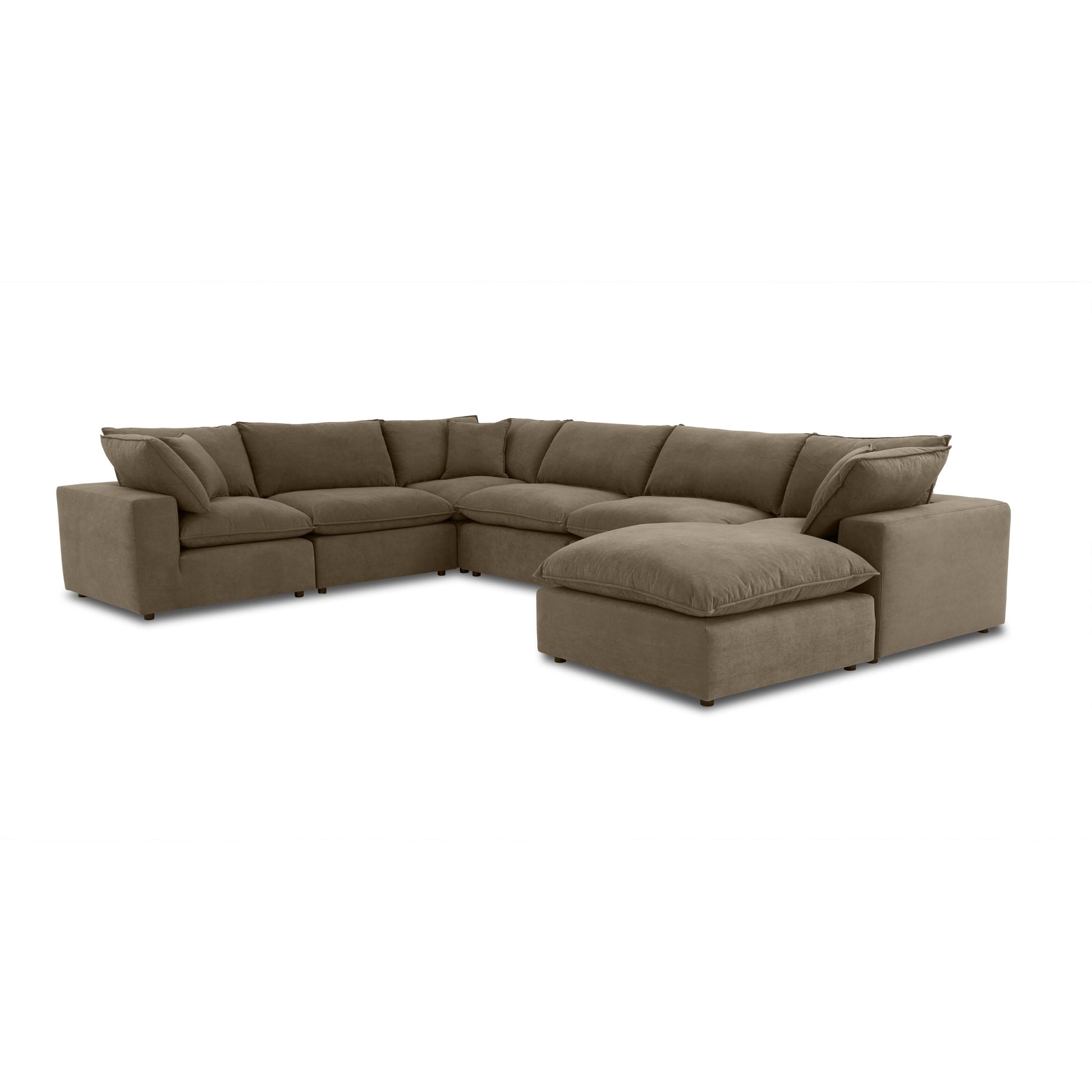 Cali 7-Piece Chocolate Brown Performance Velvet Large Chaise Sectional Brown by Tov Furniture