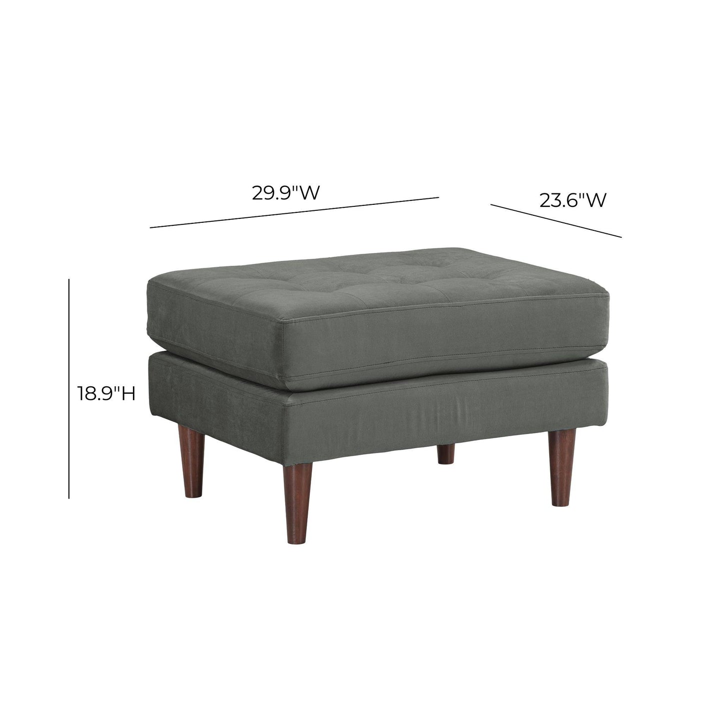 Cave Performance Velvet Ottoman Grey by Tov Furniture
