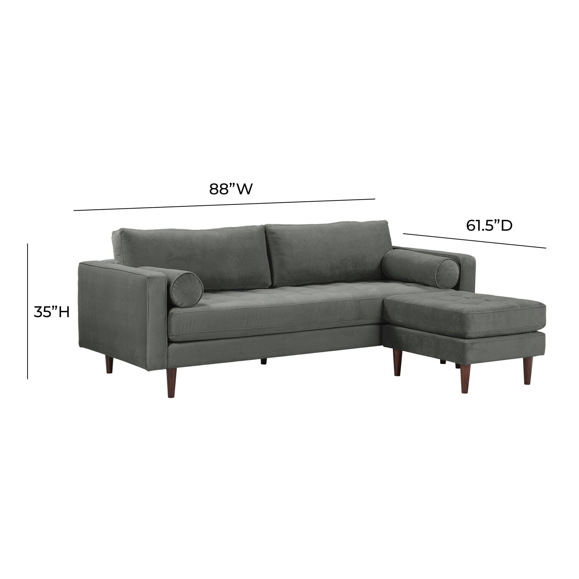 Cave 2 Piece Velvet Sectional Ren L01143 Sec