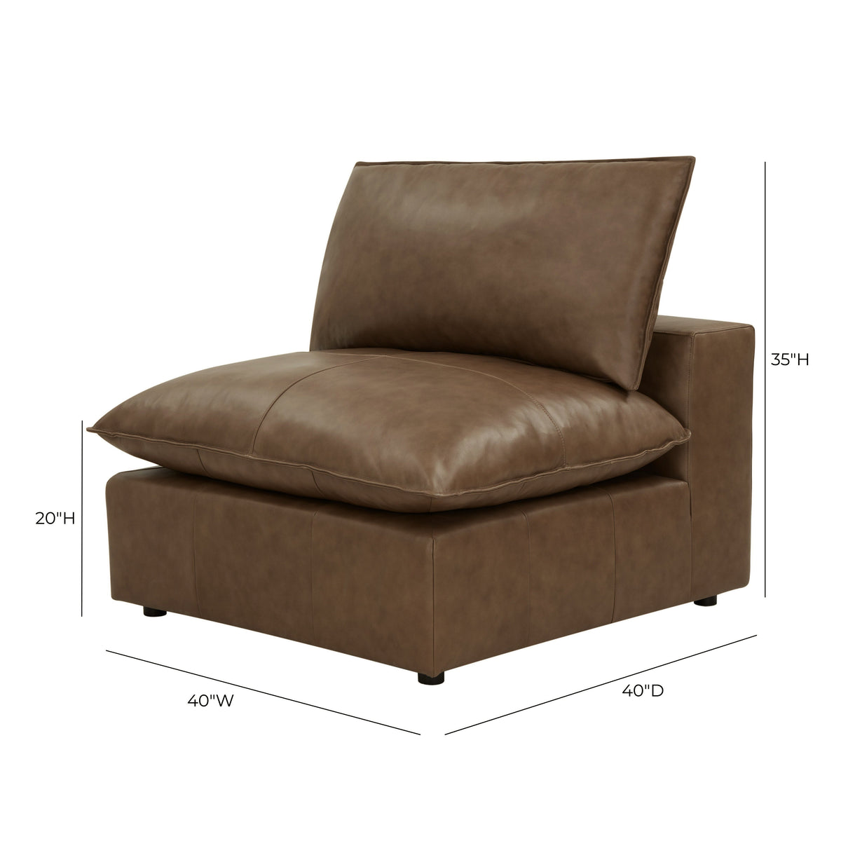 Cali Brown Leather Modular Armless Chair by TOV Furniture – photo 7 of 10