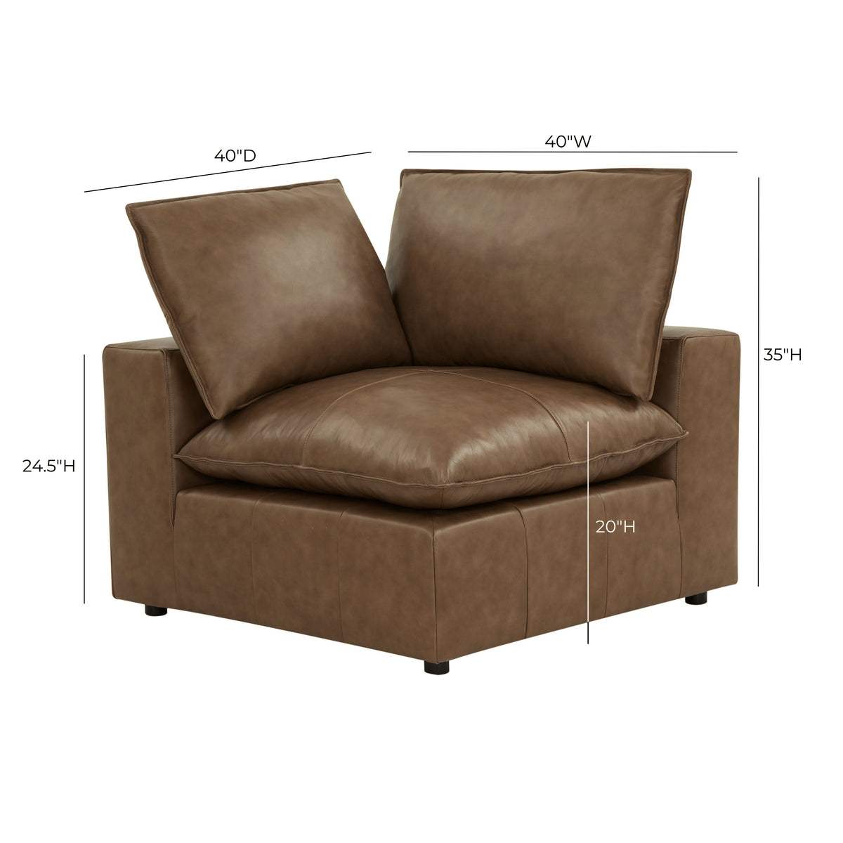 Cali Brown Leather Modular Corner Chair by TOV Furniture – photo 6 of 10