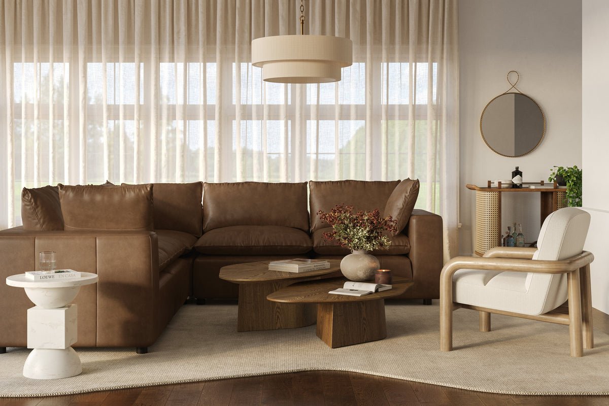 Cali 5-Piece Brown Leather Modular L-Sectional by TOV Furniture – photo 2 of 10