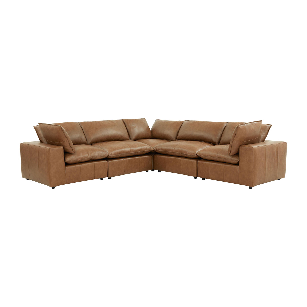 Cali 5-Piece Brown Leather Modular L-Sectional by TOV Furniture – photo 9 of 10