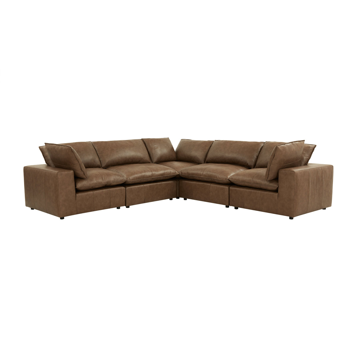 Cali 5-Piece Brown Leather Modular L-Sectional by TOV Furniture – photo 1 of 10