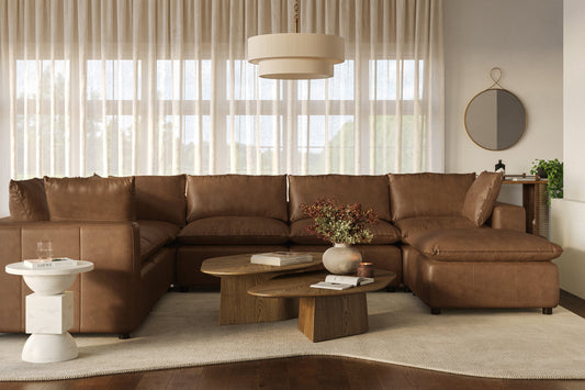 Cali 7-Piece Brown Leather Modular Large Chaise Sectional by TOV Furniture – photo 2 of 10