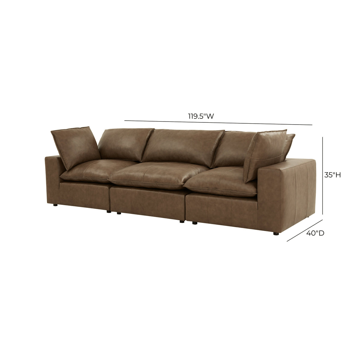 Cali 120" Brown Leather Modular Sofa by TOV Furniture – photo 6 of 7