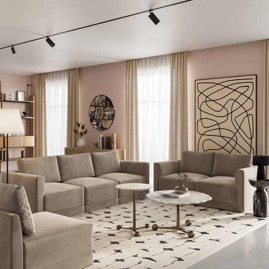 Willow Taupe Performance Velvet Modular LAF Corner Chair by TOV Furniture – photo 2 of 6