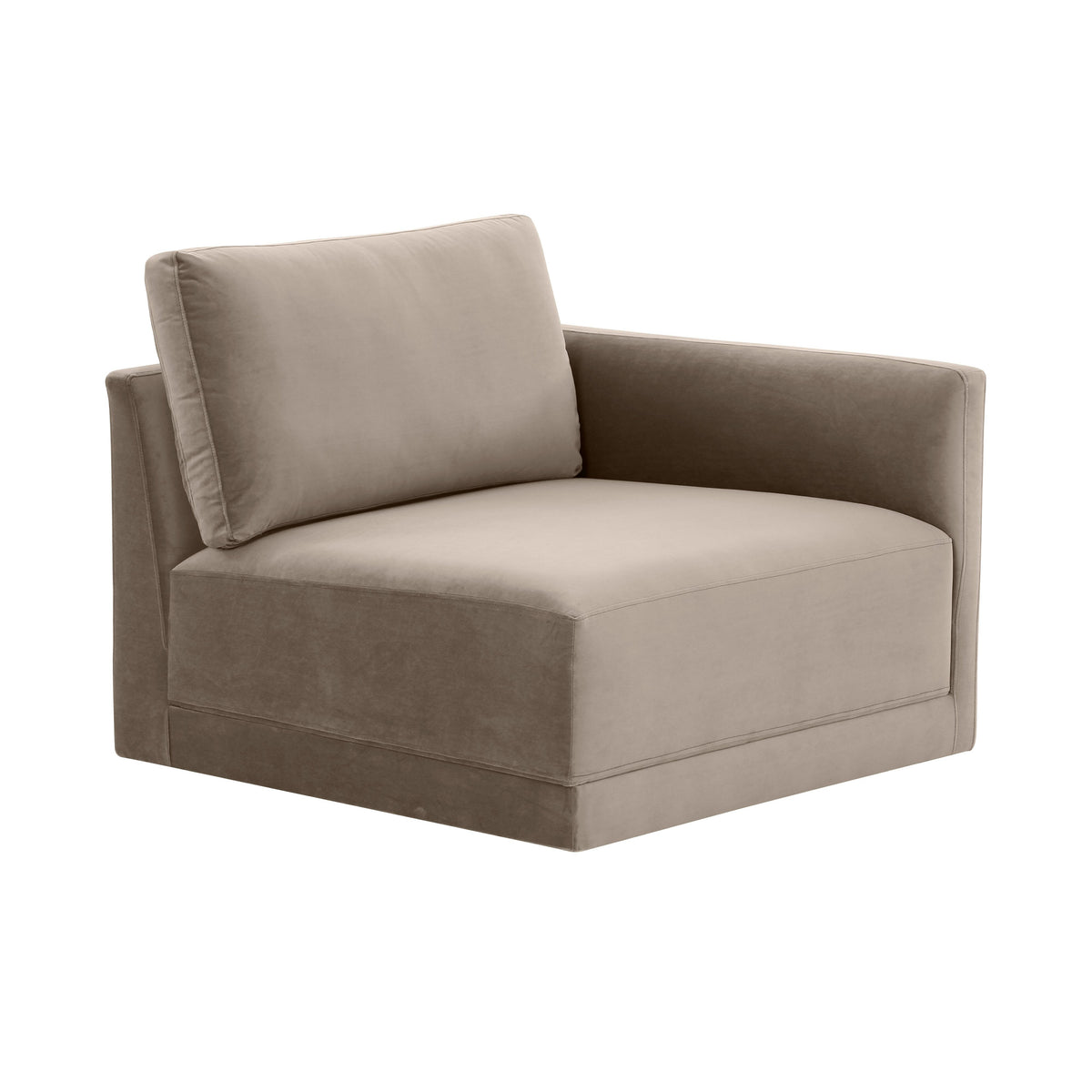 Willow Taupe Performance Velvet Modular RAF Corner Chair by TOV Furniture – photo 1 of 6
