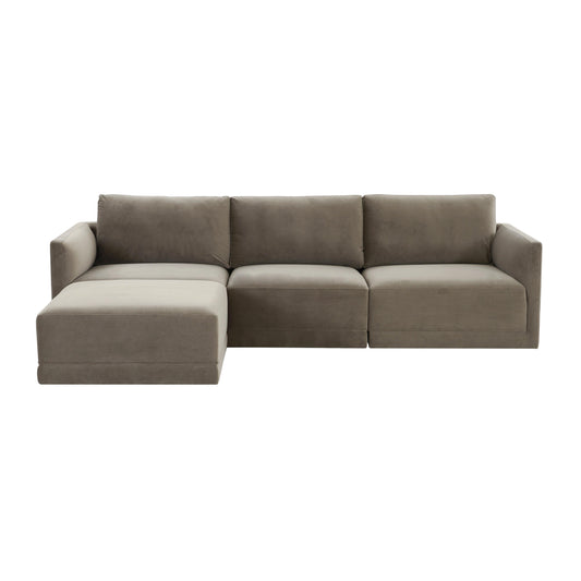 Willow 4 Piece Velvet Modular Sectional Ren L03110 Sec