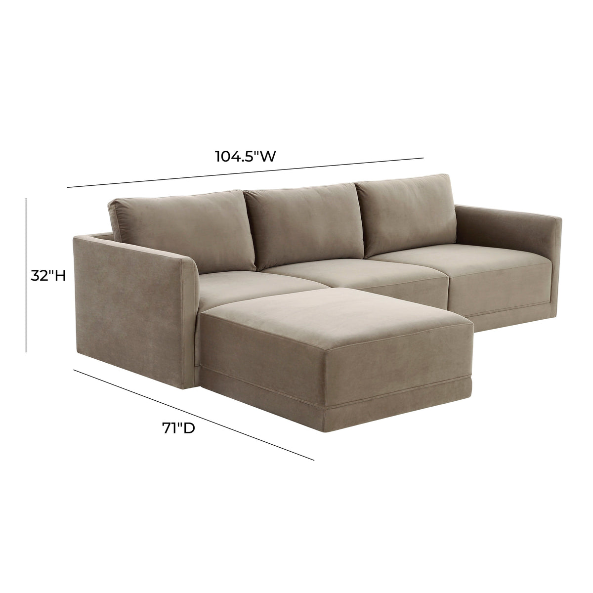 Willow Taupe Performance Velvet Modular Sectional by TOV Furniture – photo 6 of 6