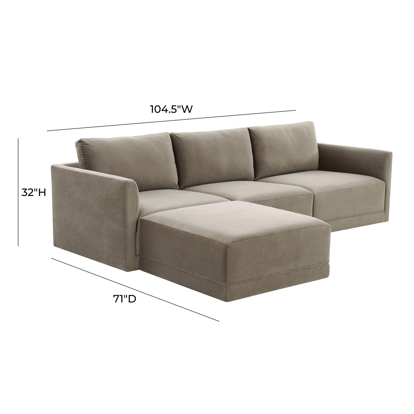 Willow 4 Piece Velvet Modular Sectional Ren L03140 Sec