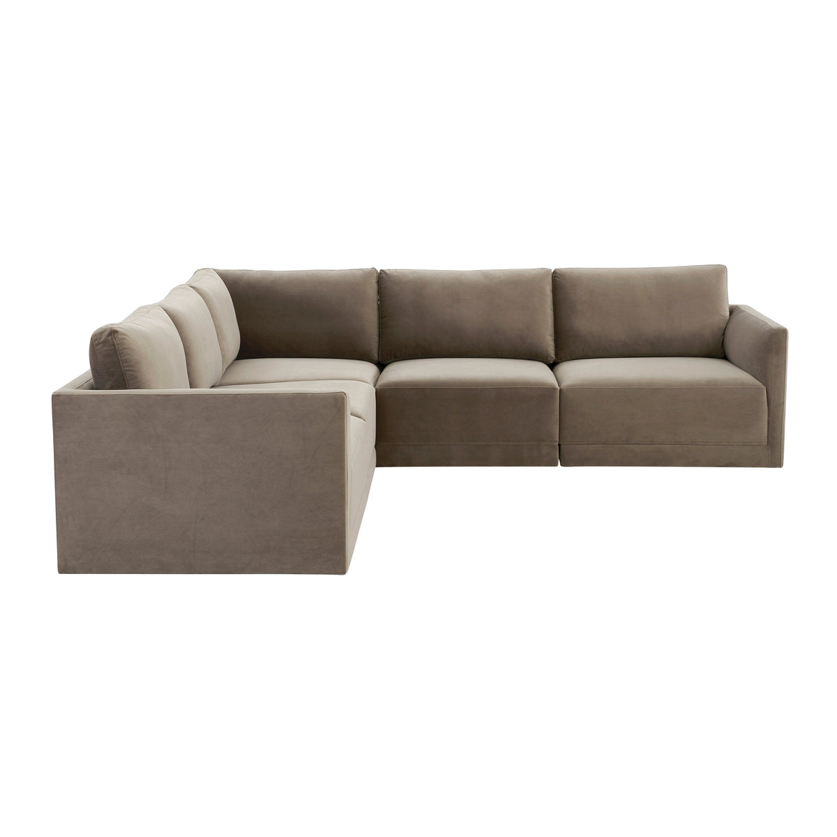 Willow Taupe Performance Velvet Modular L Sectional by TOV Furniture – photo 1 of 6