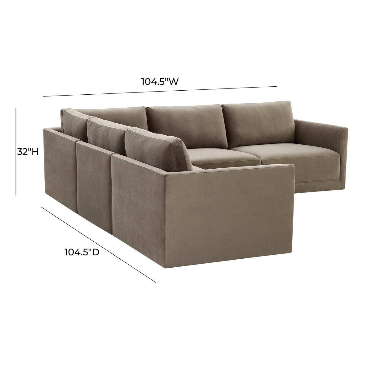 Willow Taupe Performance Velvet Modular L Sectional by TOV Furniture – photo 6 of 6