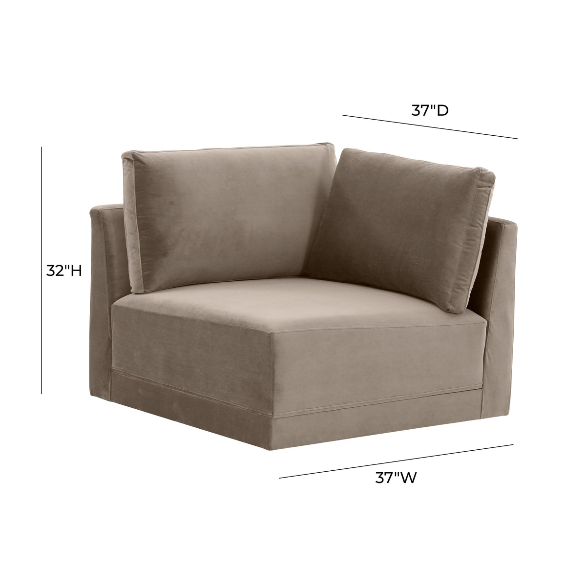 Willow Taupe Performance Velvet Modular Corner Chair by TOV Furniture – photo 7 of 7