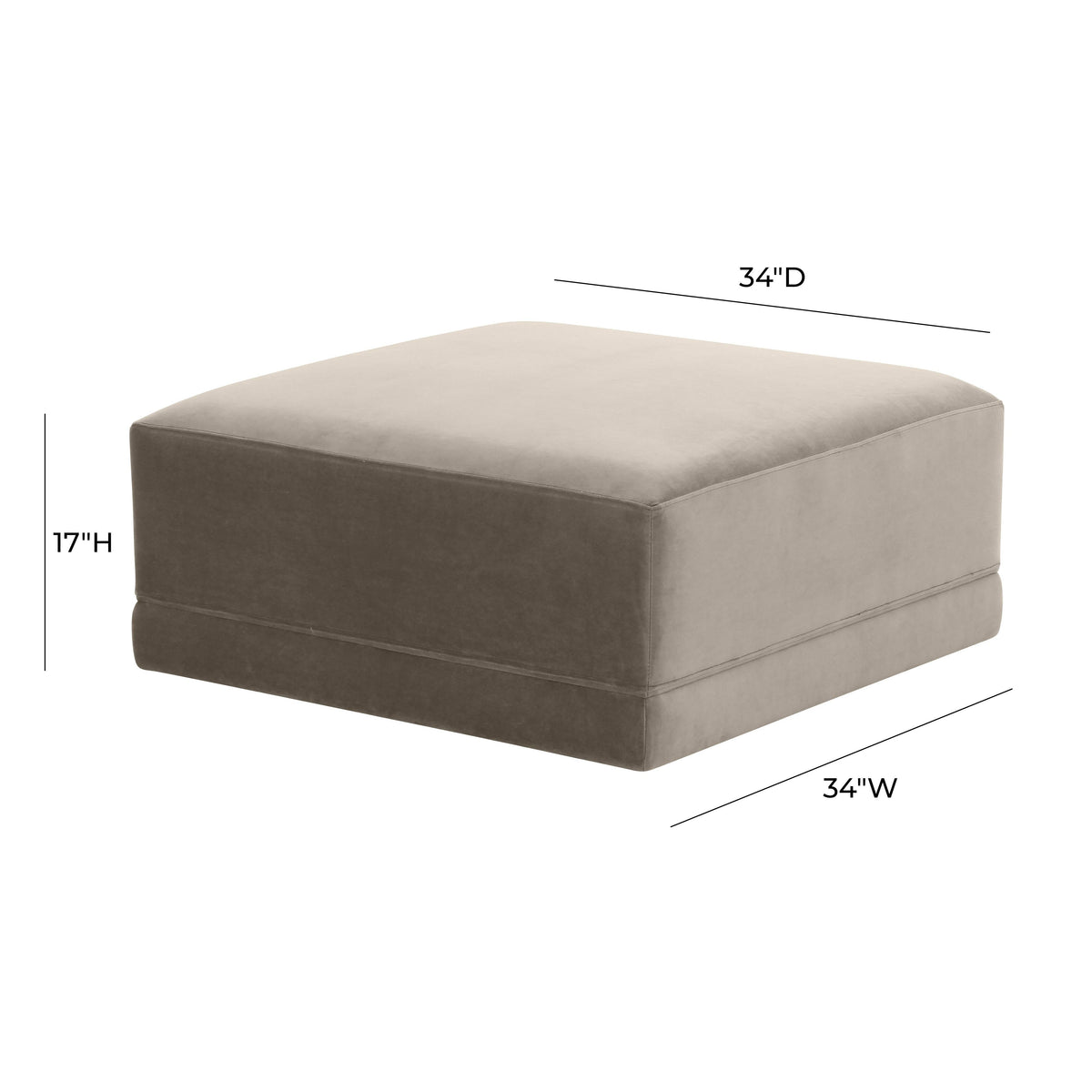 Willow Taupe Performance Velvet Ottoman by TOV Furniture – photo 4 of 4