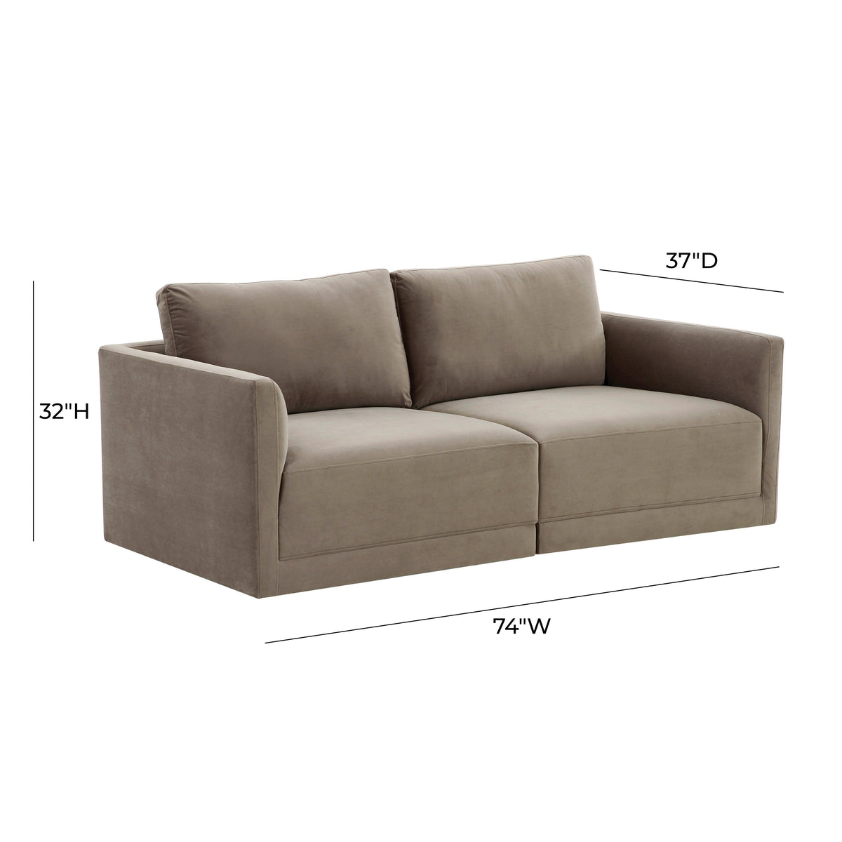 Willow Taupe Performance Velvet Modular Loveseat by TOV Furniture – photo 6 of 6