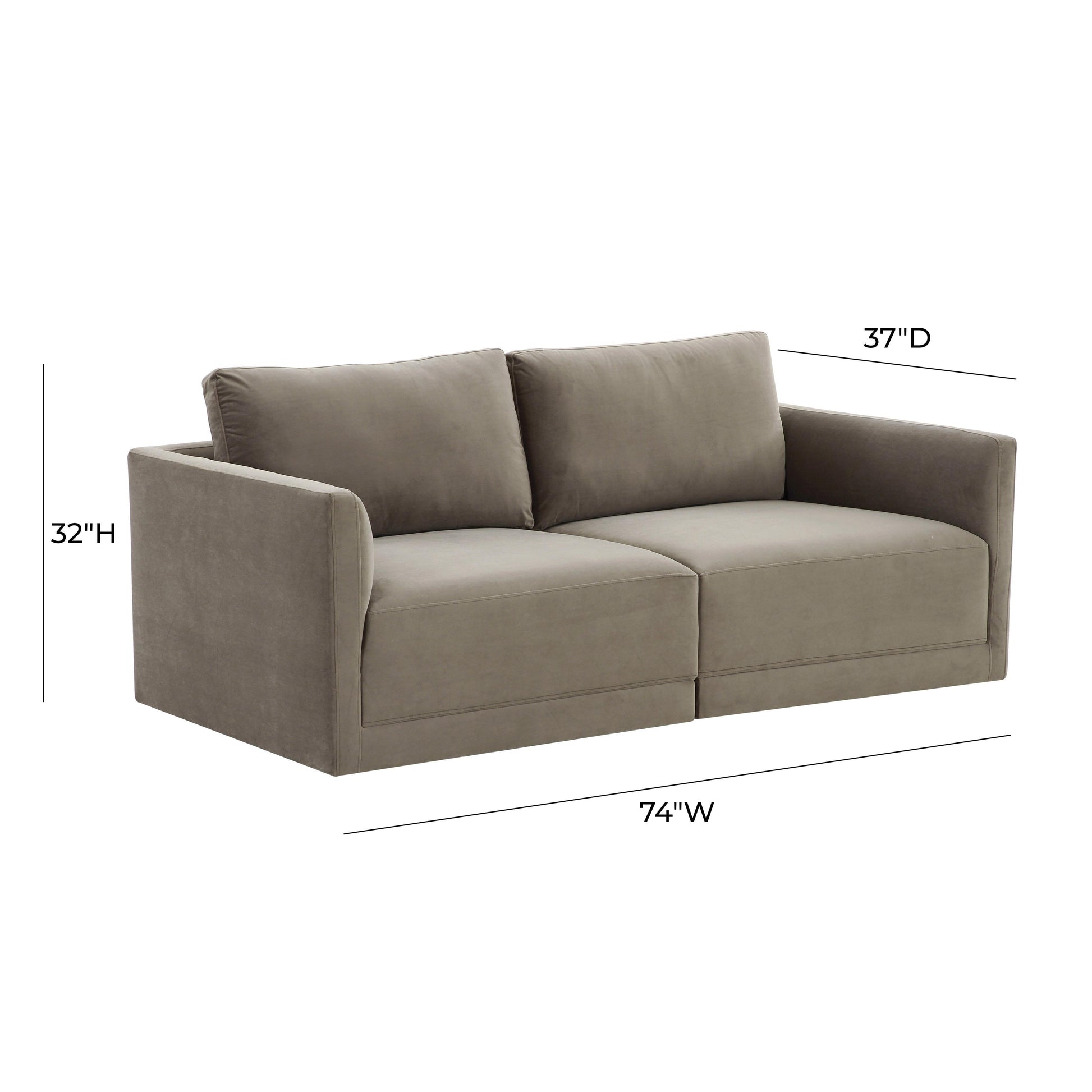 Willow 74 Velvet Modular Loveseat Ren L03112