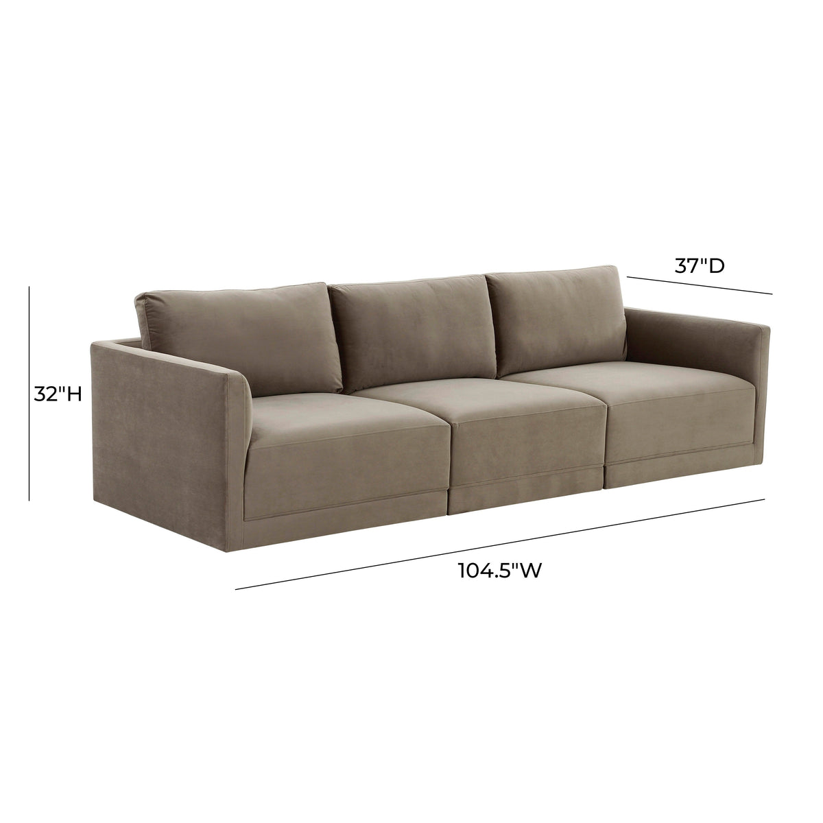 Willow Taupe Performance Velvet Modular Sofa by TOV Furniture – photo 6 of 6
