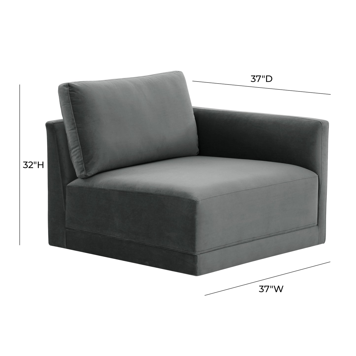 Willow Velvet Modular Raf Corner Chair Ren L03120 Rc