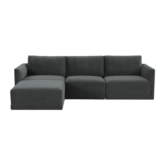 Willow 4 Piece Velvet Modular Sectional Ren L03120 Sec