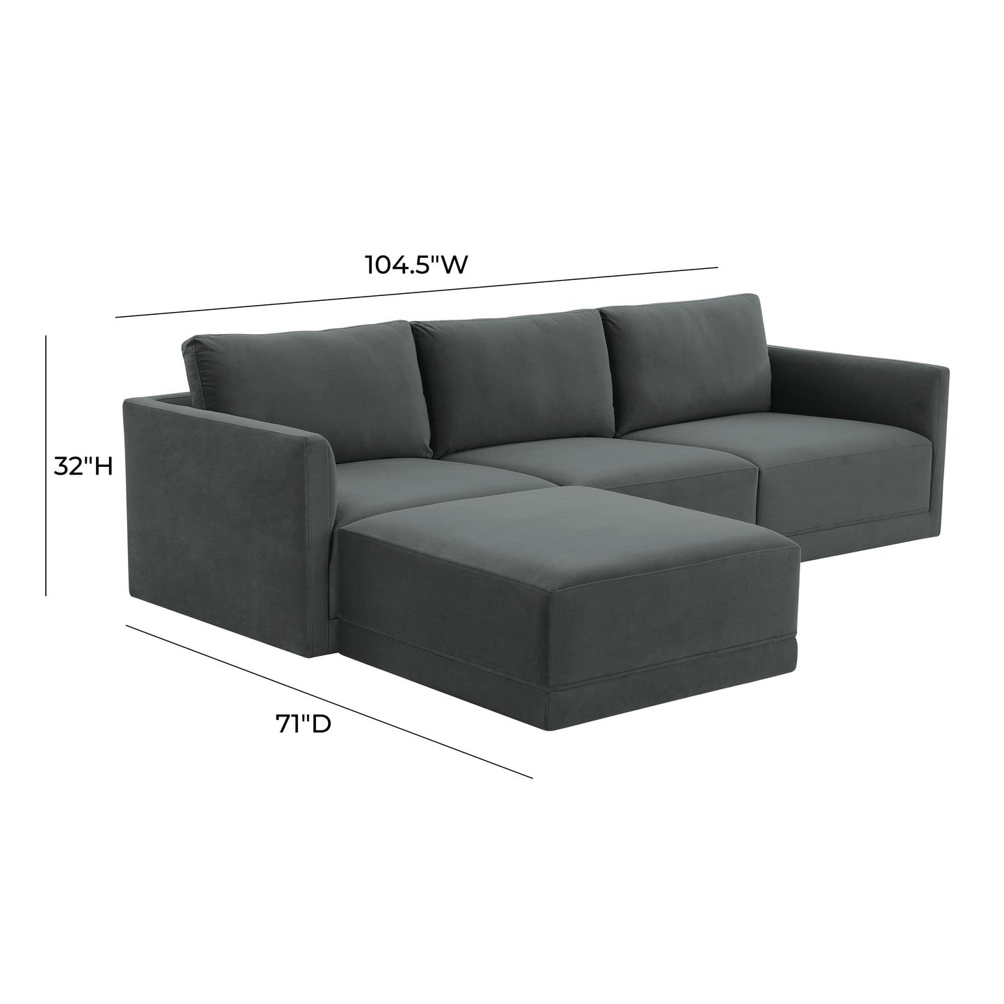 Willow 4 Piece Velvet Modular Sectional Ren L03140 Sec