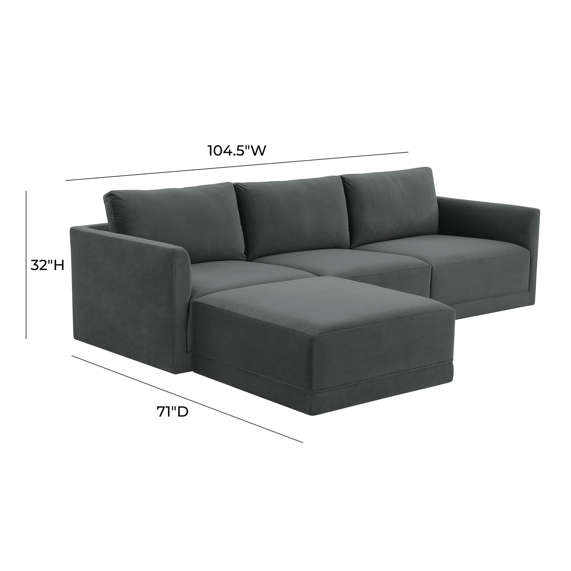 Willow 4 Piece Velvet Modular Sectional Ren L03140 Sec