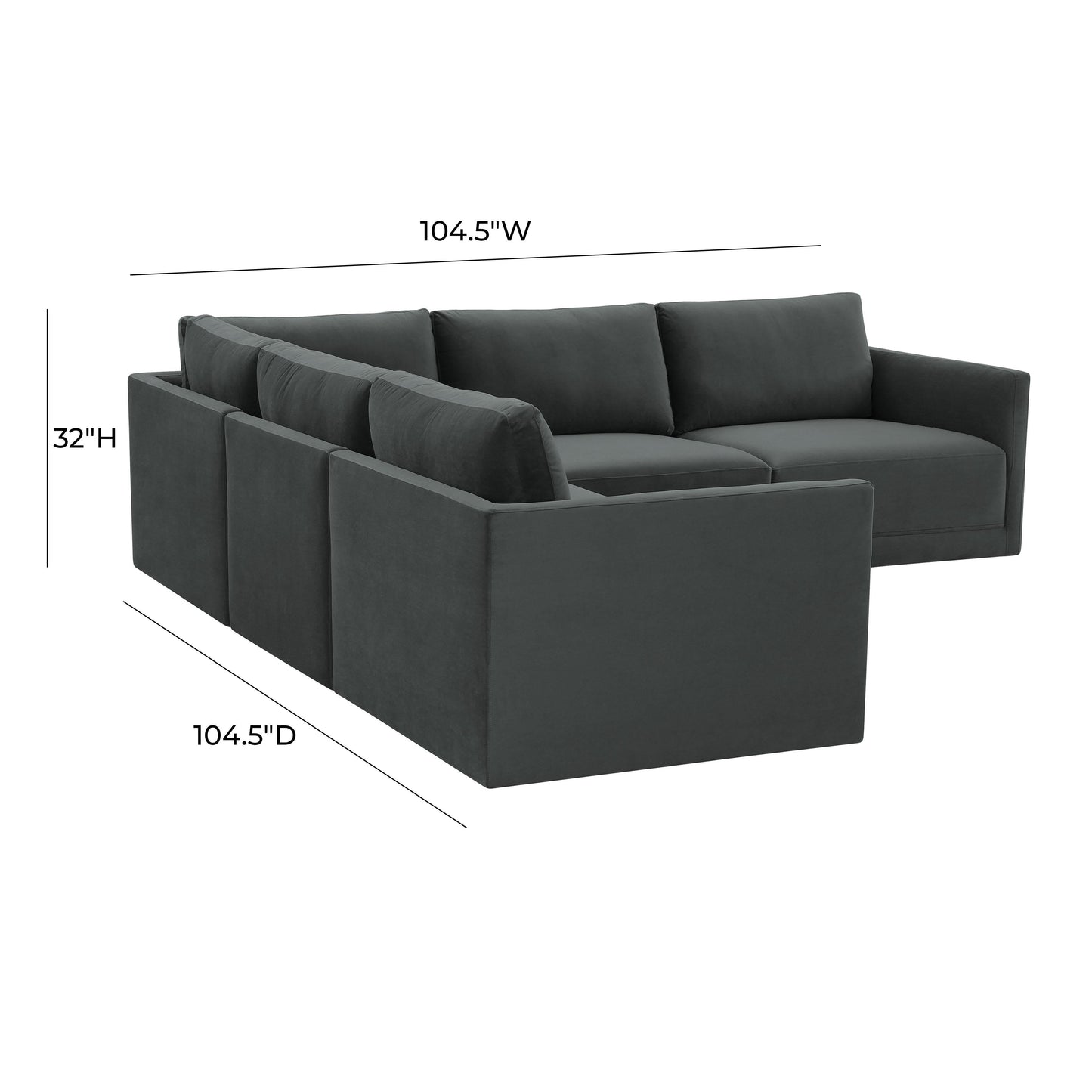 Willow 5 Piece Velvet Modular L Sectional Ren L03120 Sec3