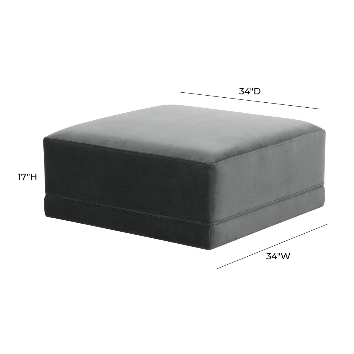 Willow Charcoal Performance Velvet Ottoman by TOV Furniture – photo 4 of 4