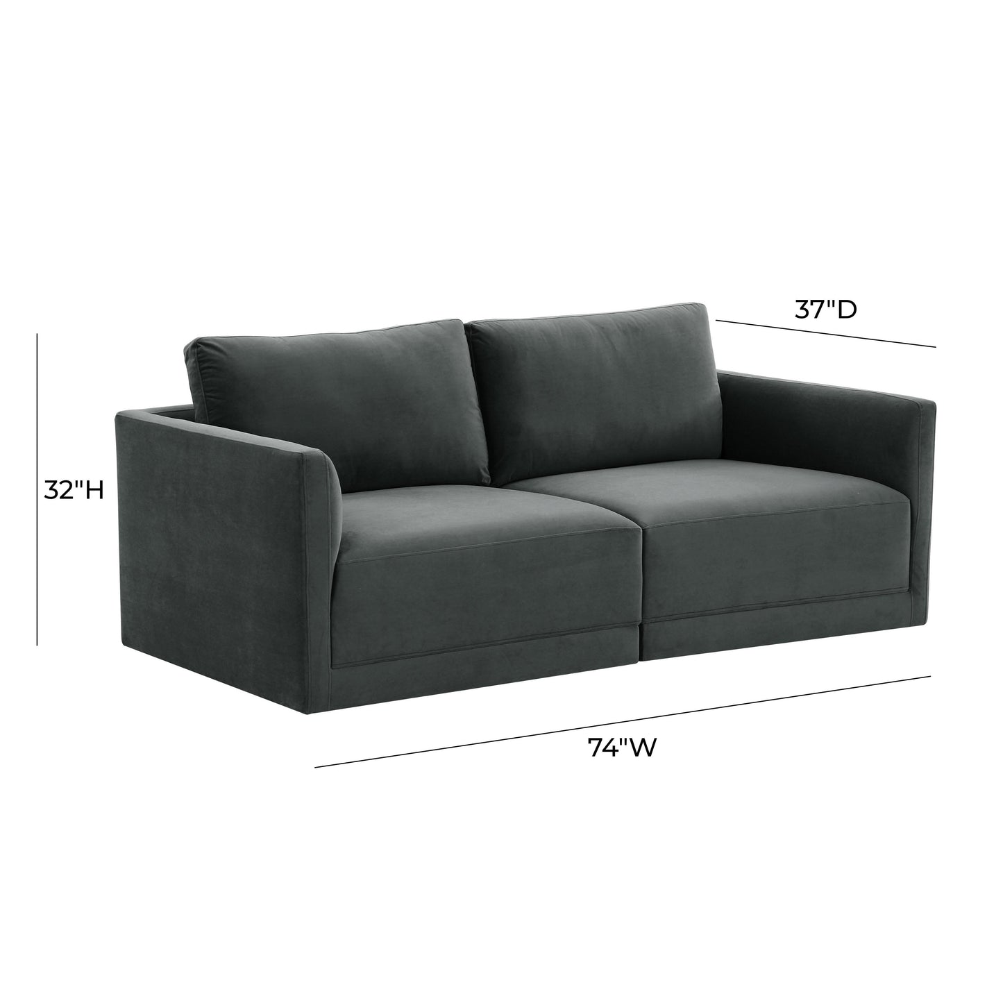Willow 74 Velvet Modular Loveseat Ren L03132