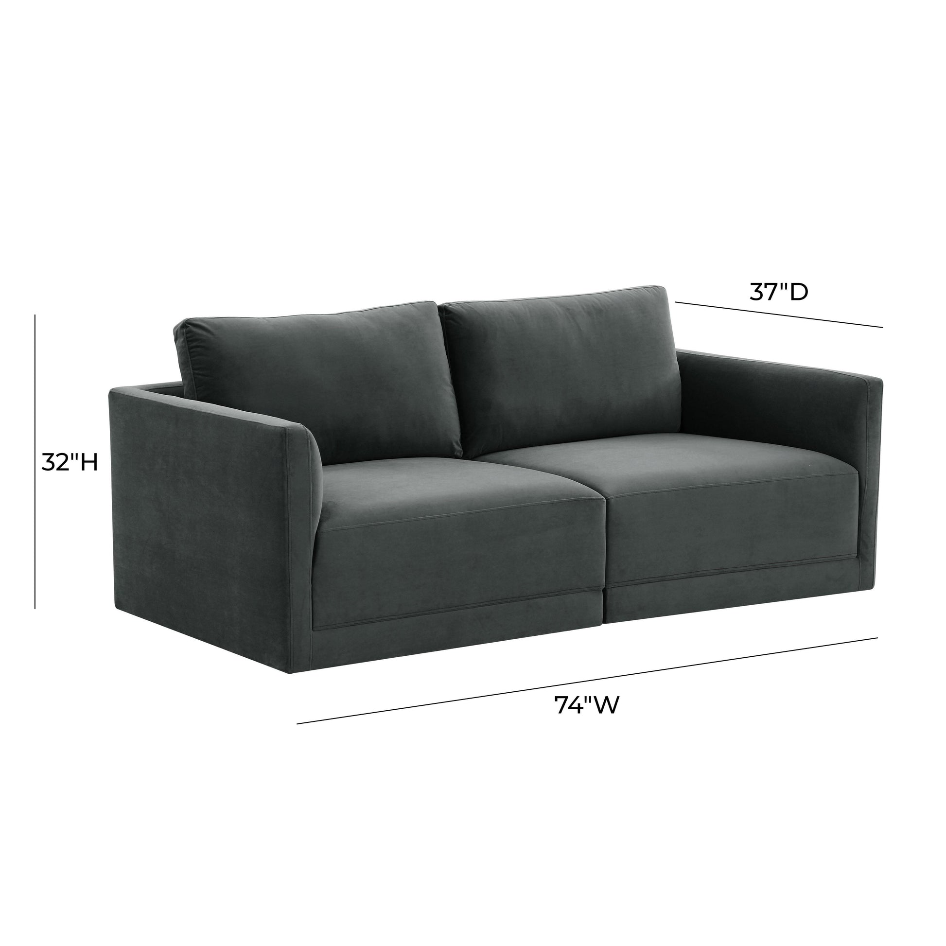 Willow 74 Velvet Modular Loveseat Ren L03112