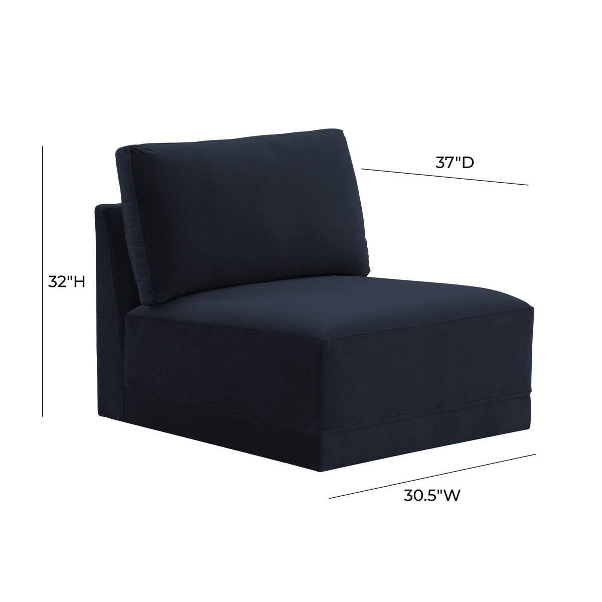 Willow Navy Performance Velvet Armless Chair by TOV Furniture – photo 5 of 5