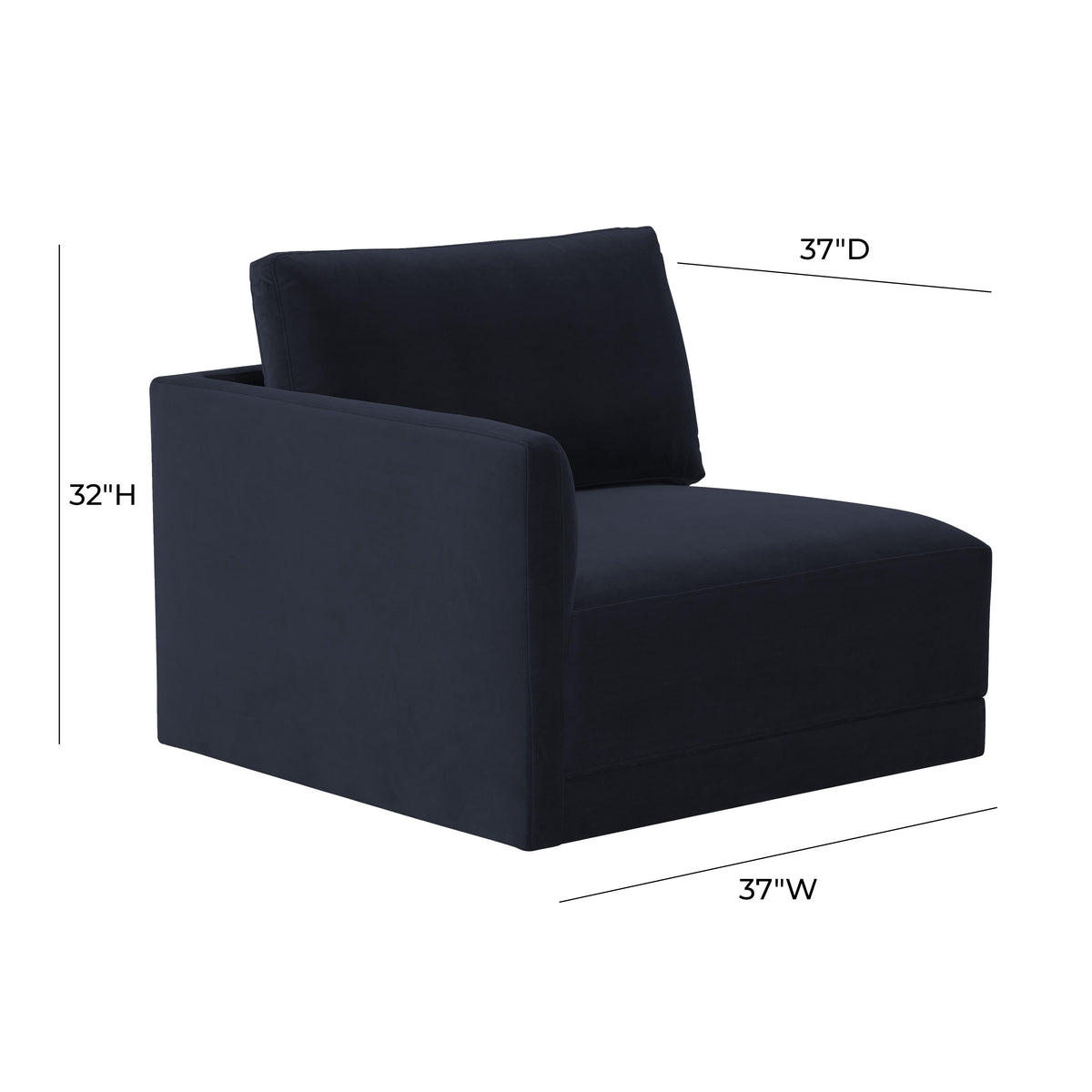 Willow Navy Performance Velvet Modular LAF Corner Chair by TOV Furniture – photo 6 of 6
