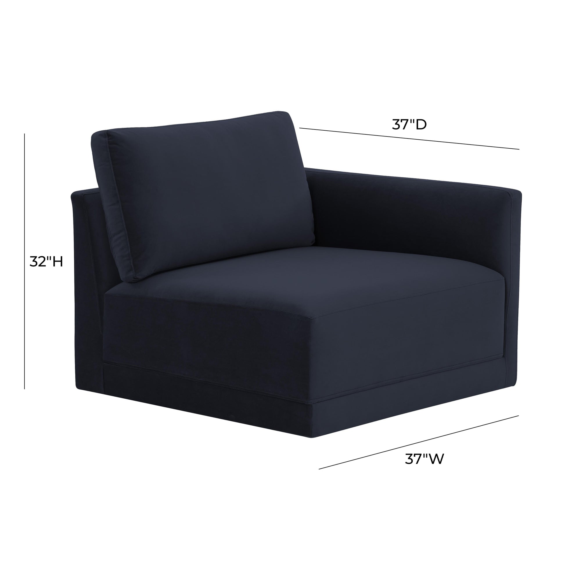 Willow Velvet Modular Raf Corner Chair Ren L03120 Rc