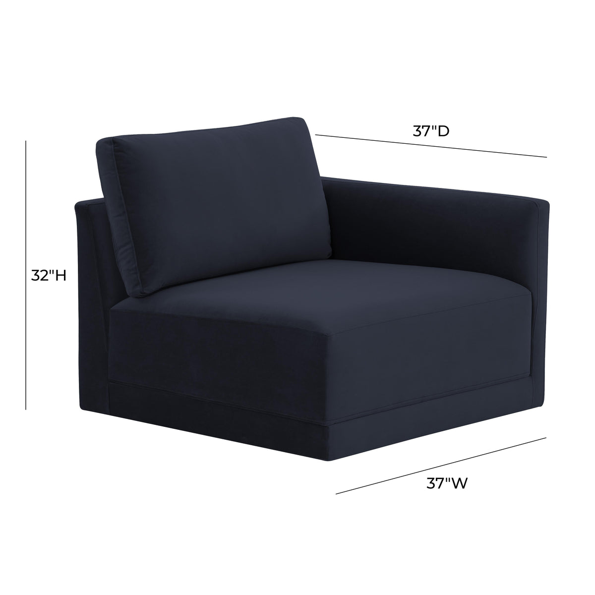 Willow Navy Performance Velvet Modular RAF Corner Chair by TOV Furniture – photo 6 of 6