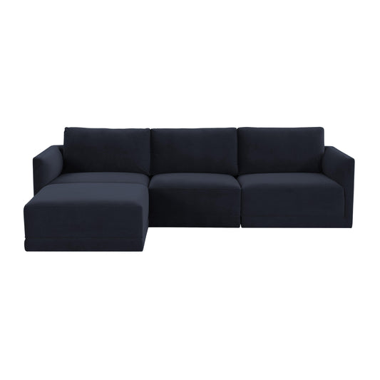 Willow 4 Piece Velvet Modular Sectional Ren L03130 Sec
