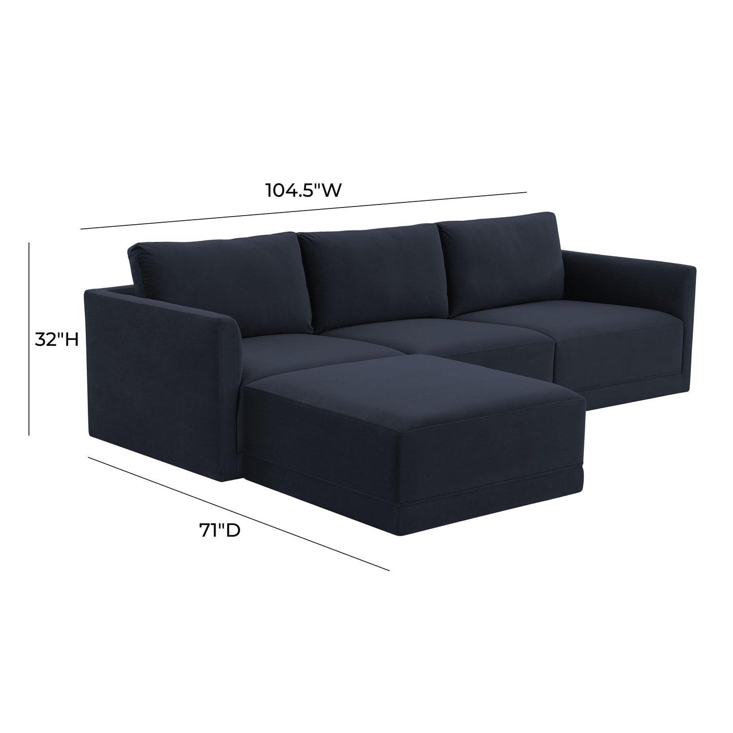 Willow 4 Piece Velvet Modular Sectional Ren L03140 Sec