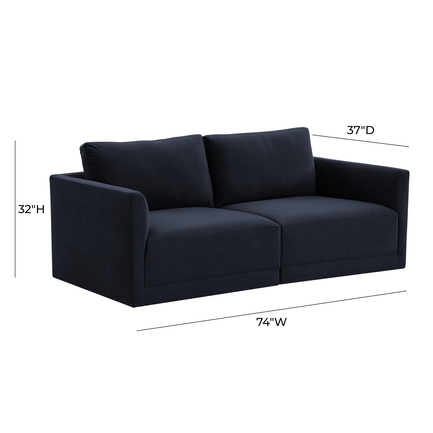 Willow 74 Velvet Modular Loveseat Ren L03122