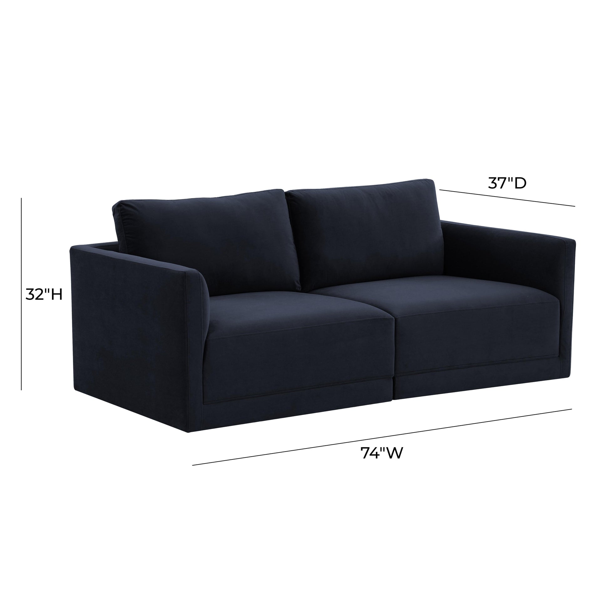 Willow 74 Velvet Modular Loveseat Ren L03112