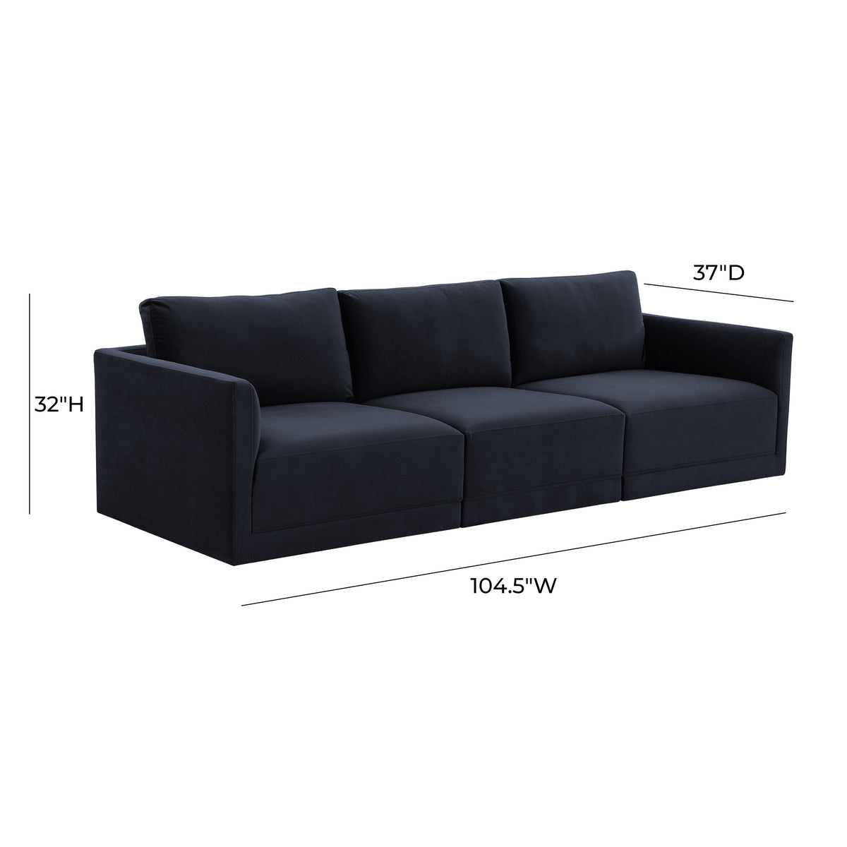 Willow Navy Performance Velvet Modular Sofa by TOV Furniture – photo 5 of 6
