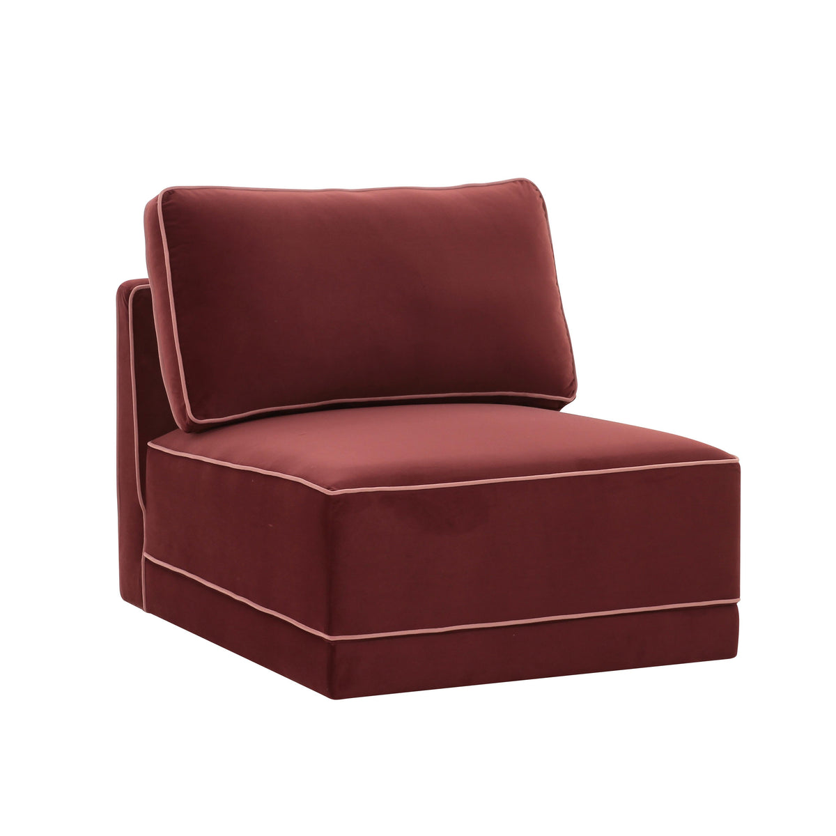 Willow Berry Red Performance Velvet Modular Armless Chair by TOV Furniture – photo 1 of 4